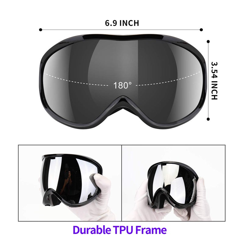 Supertrip Snow Ski Goggles Anti-Fog 100% UV Protection Snowboard Goggles Double Lens Over The Glasses Skiing for Men Women Youth(Black) - Image 3